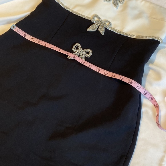 Self-Portrait Black And White Crepe Bow Mini Dress - Picture 13 of 14